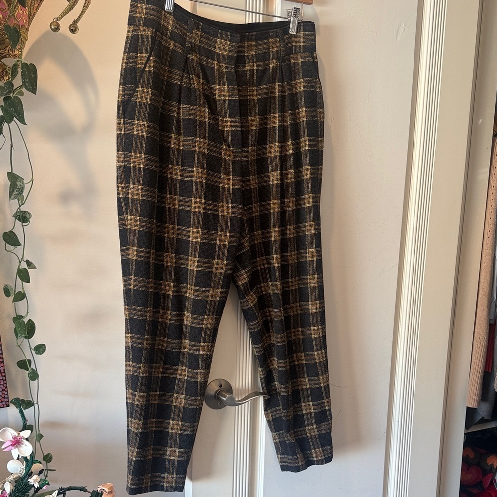 Veronica Beard Black and Tan Plaid Reena Pants